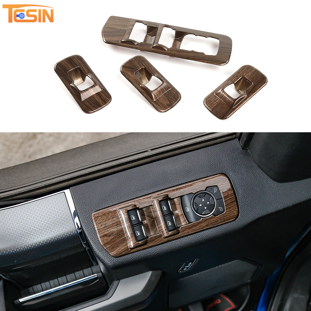 40PCS Wood Grain Center Console Interior Trim Cover Kit For Ford F-150 2015-2020
