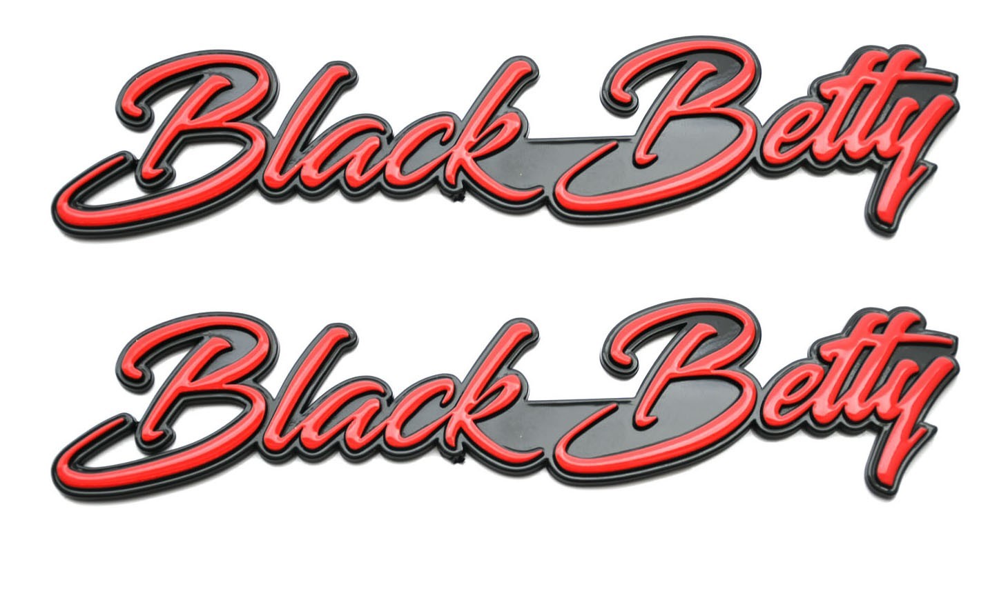 2x Black Betty Script 3D Emblem Custom Acrylic Nameplate Badge Black Red