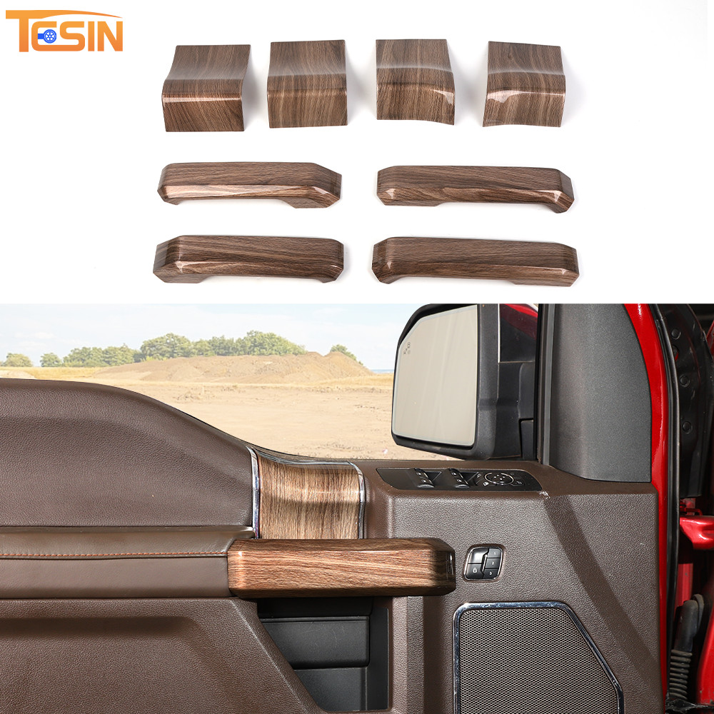 40PCS Wood Grain Center Console Interior Trim Cover Kit For Ford F-150 2015-2020