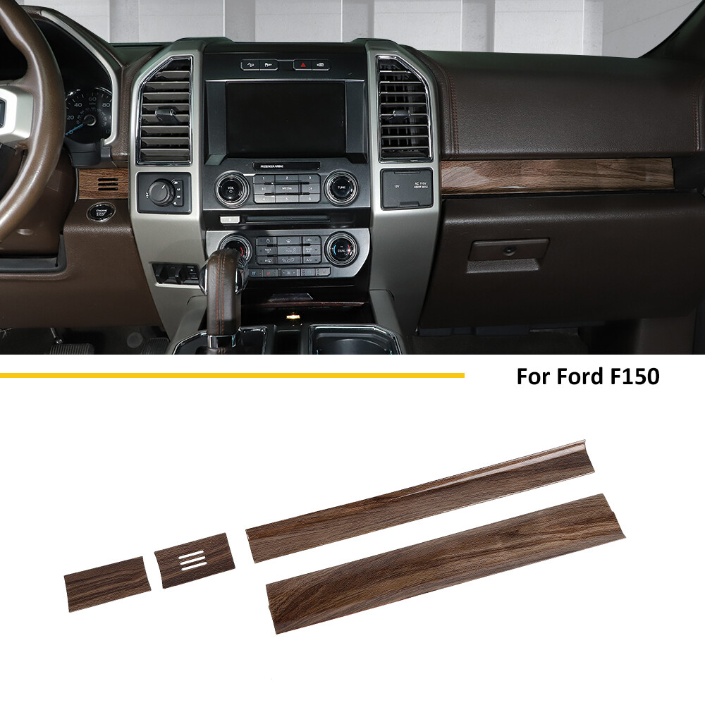 40PCS Wood Grain Center Console Interior Trim Cover Kit For Ford F-150 2015-2020
