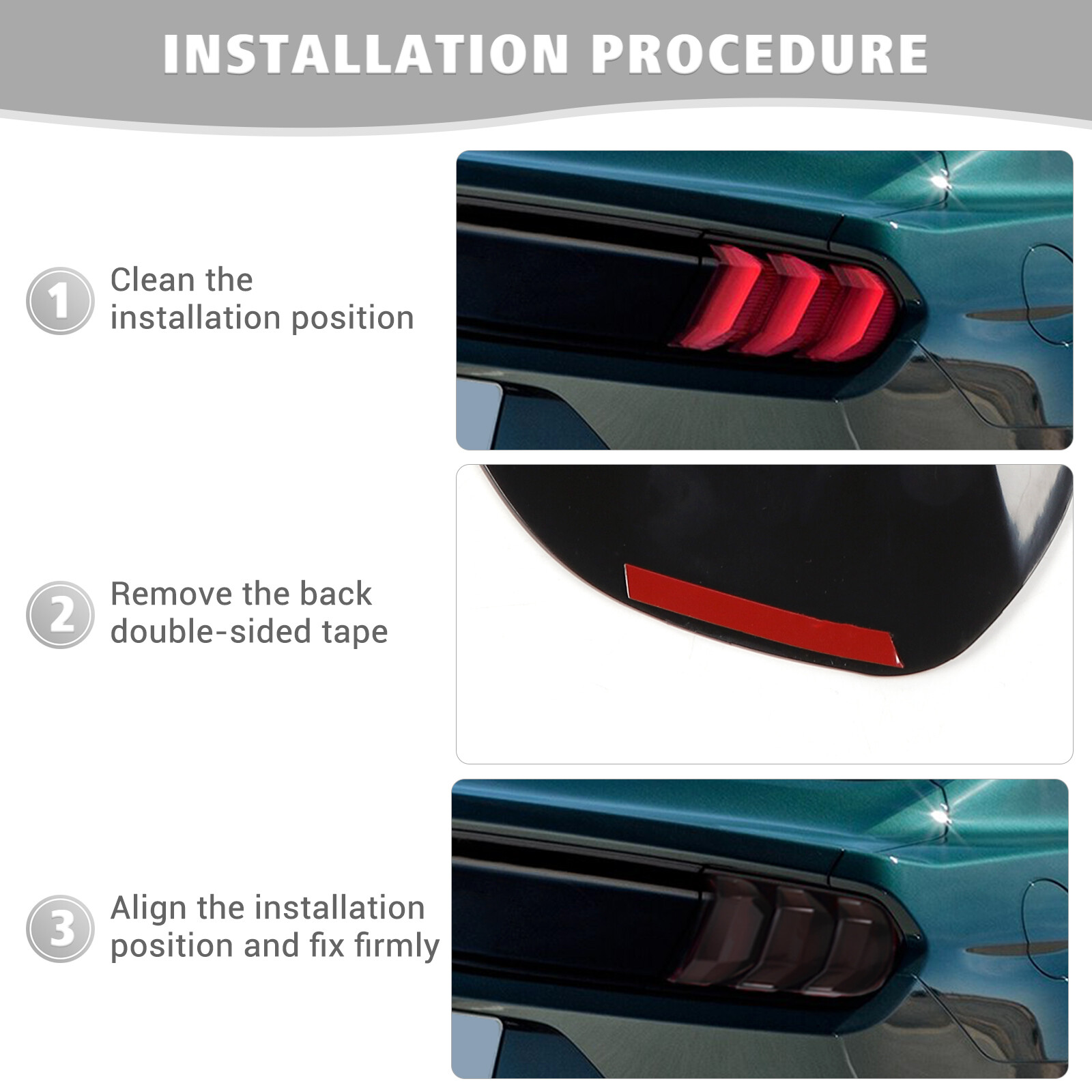 Smoke Black Tail Light Lamp Covers Guard Trim Bezels for Ford Mustang 2018-2023