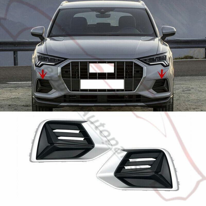 Left & Right Plating Front Bumper Fog Light Cover Repalce For Audi Q3 2019-2022